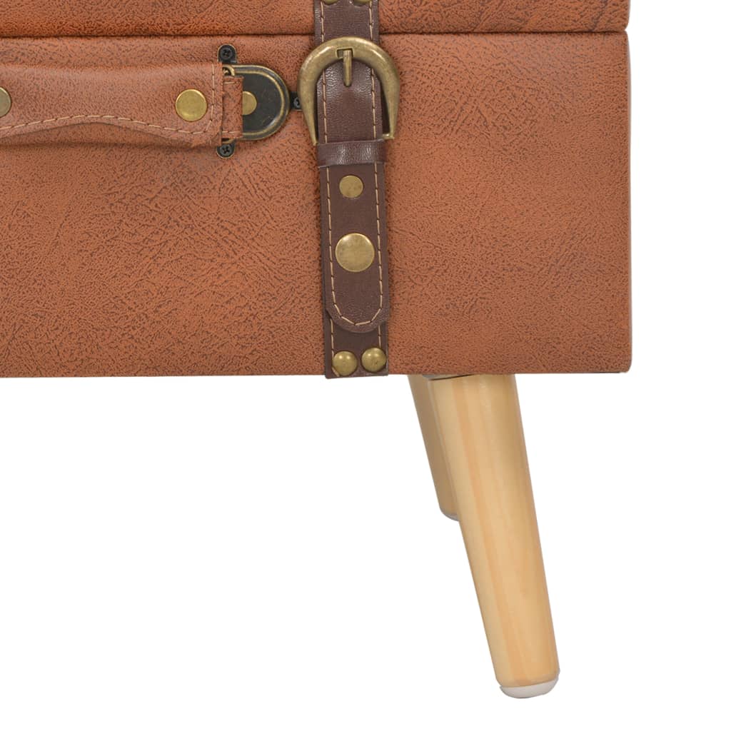 Storage ottoman, tan, 40 cm, faux leather