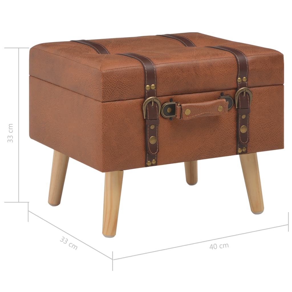 Storage ottoman, tan, 40 cm, faux leather
