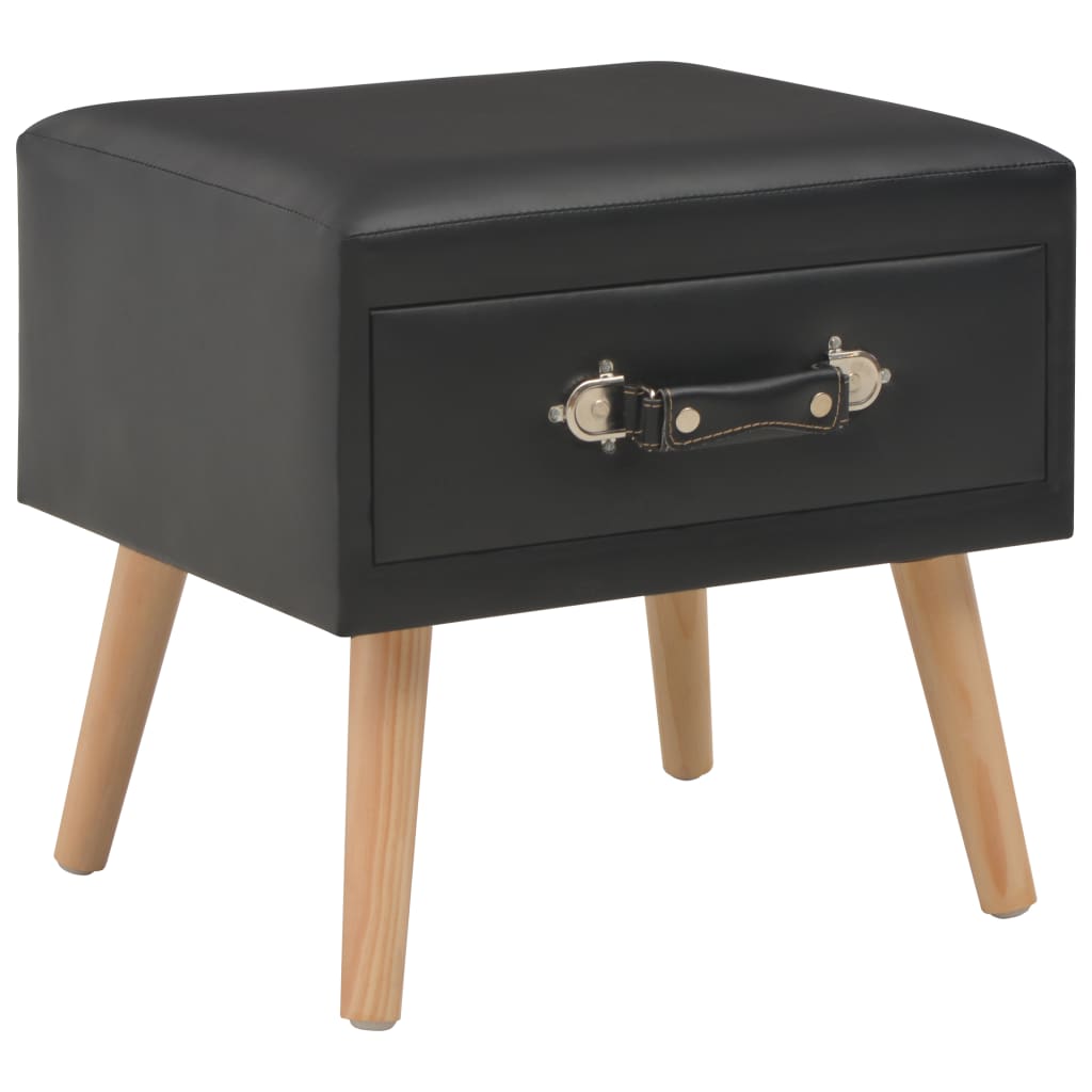 Nightstand, black, 40x35x40cm, faux leather