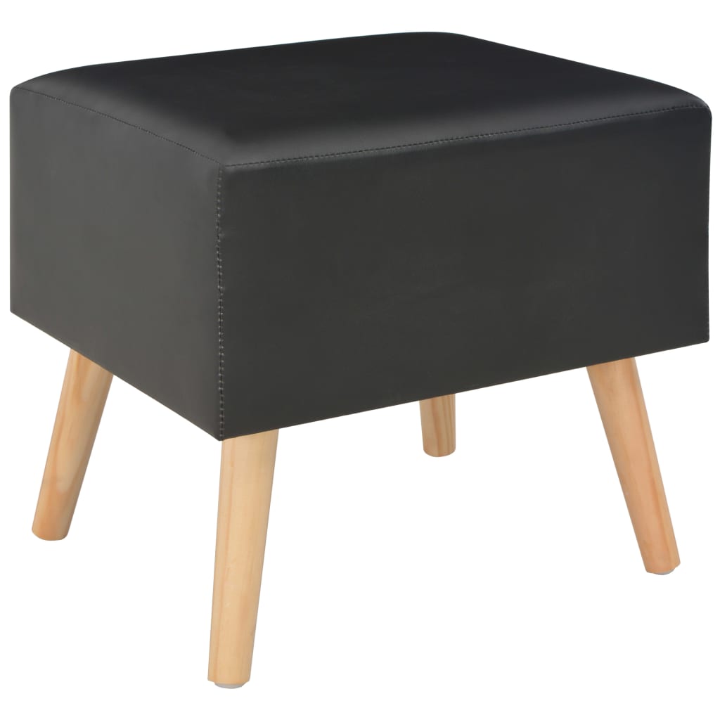 Nightstand, black, 40x35x40cm, faux leather