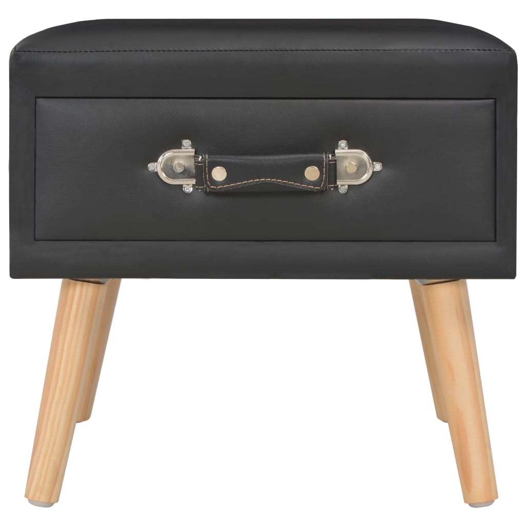 Nightstand, black, 40x35x40cm, faux leather