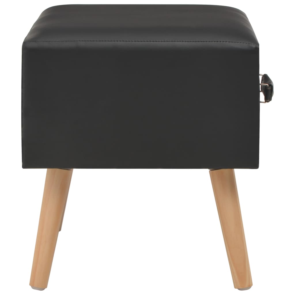 Nightstand, black, 40x35x40cm, faux leather