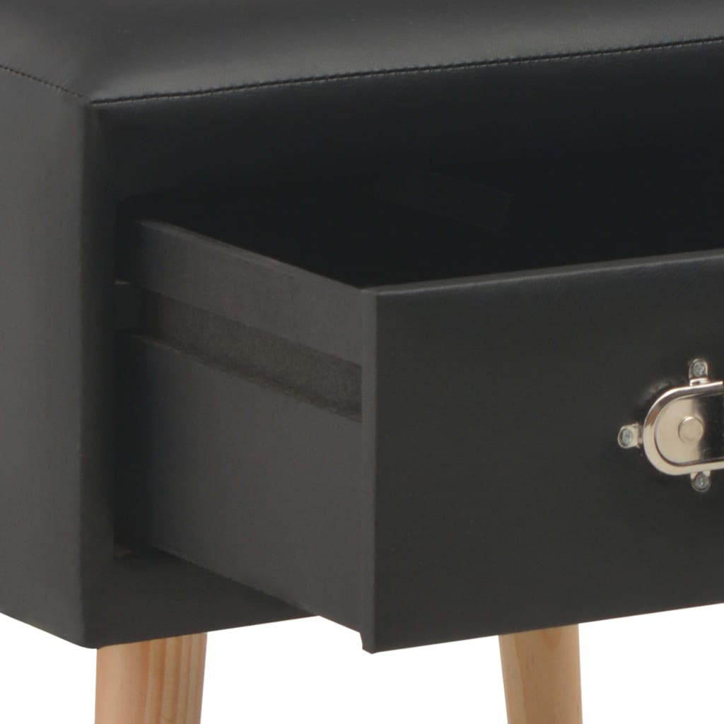 Nightstand, black, 40x35x40cm, faux leather