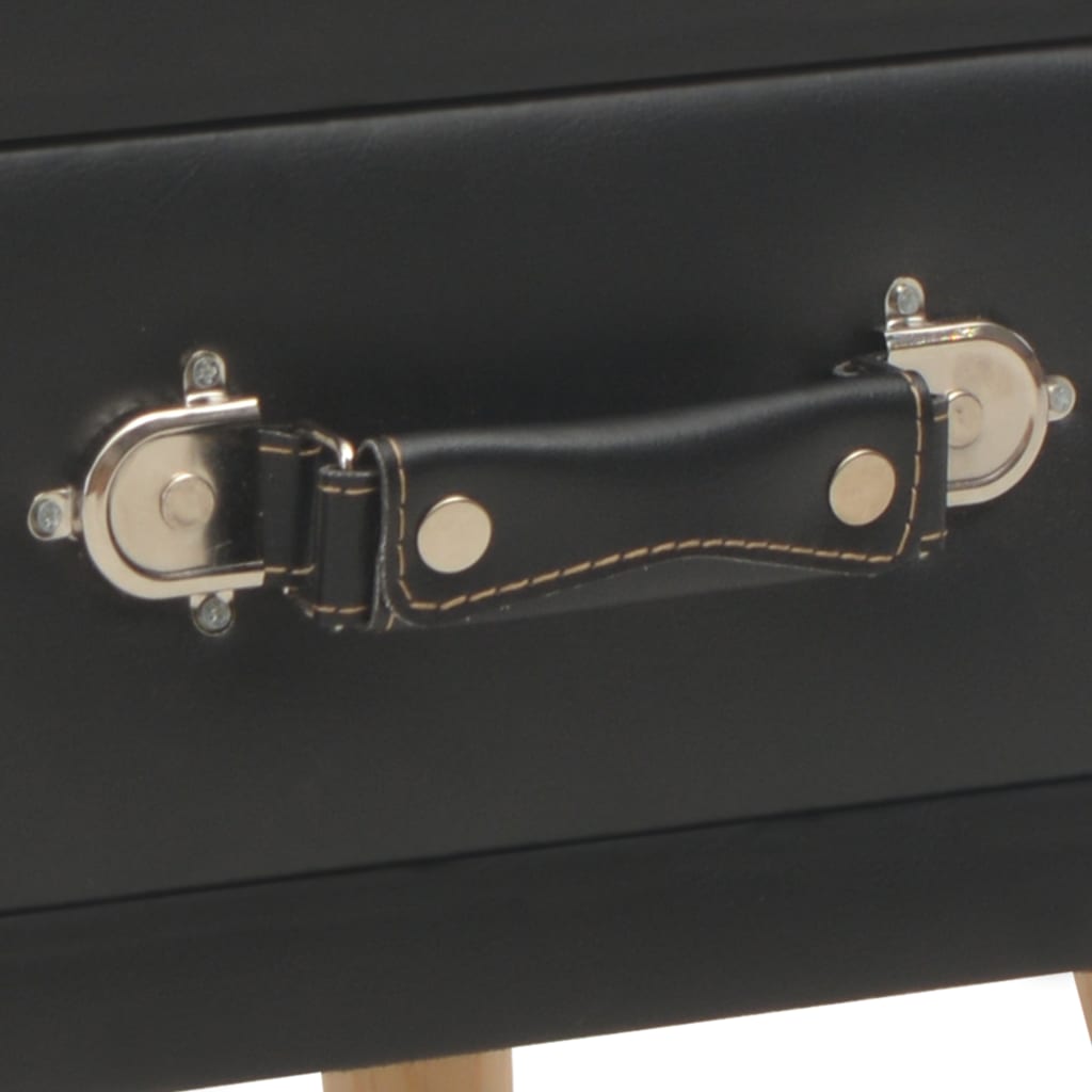 Nightstand, black, 40x35x40cm, faux leather