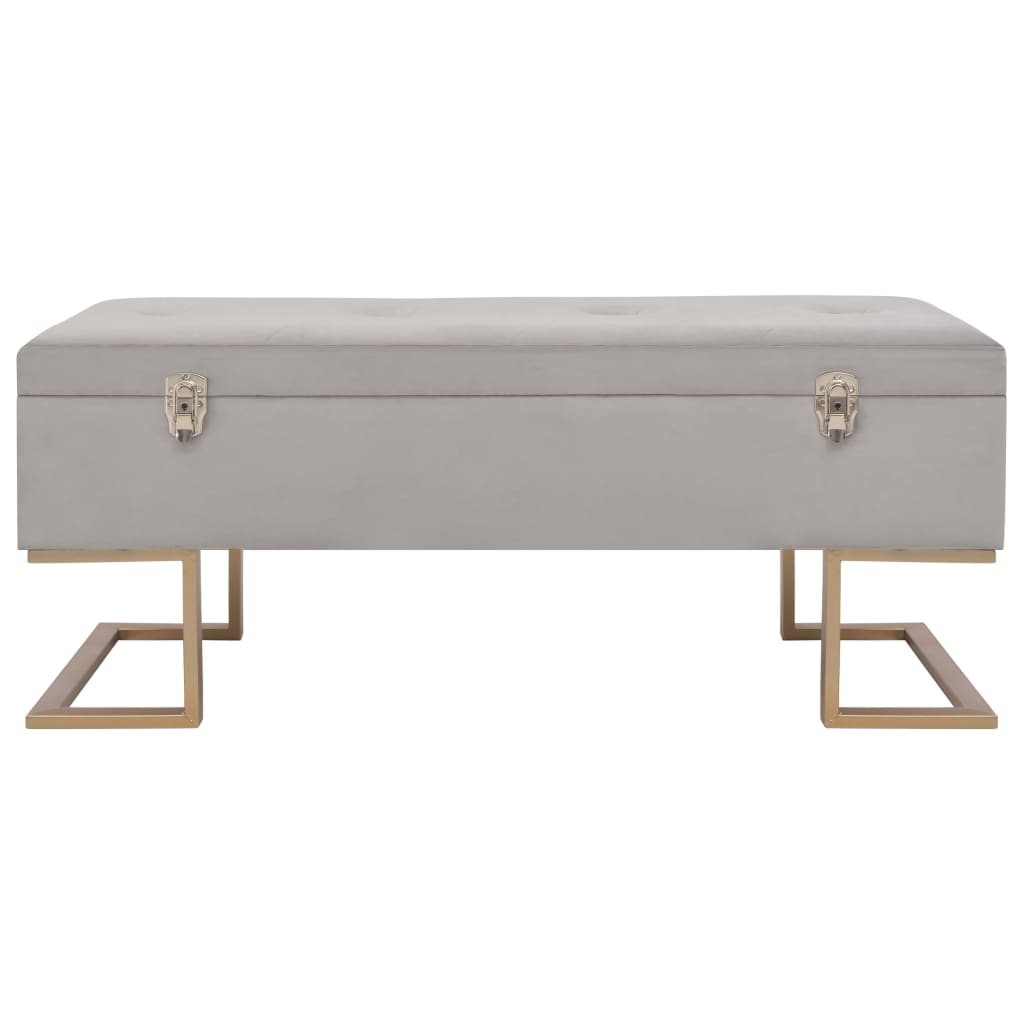 Bench with storage compartment, grey, 105cm, velvet