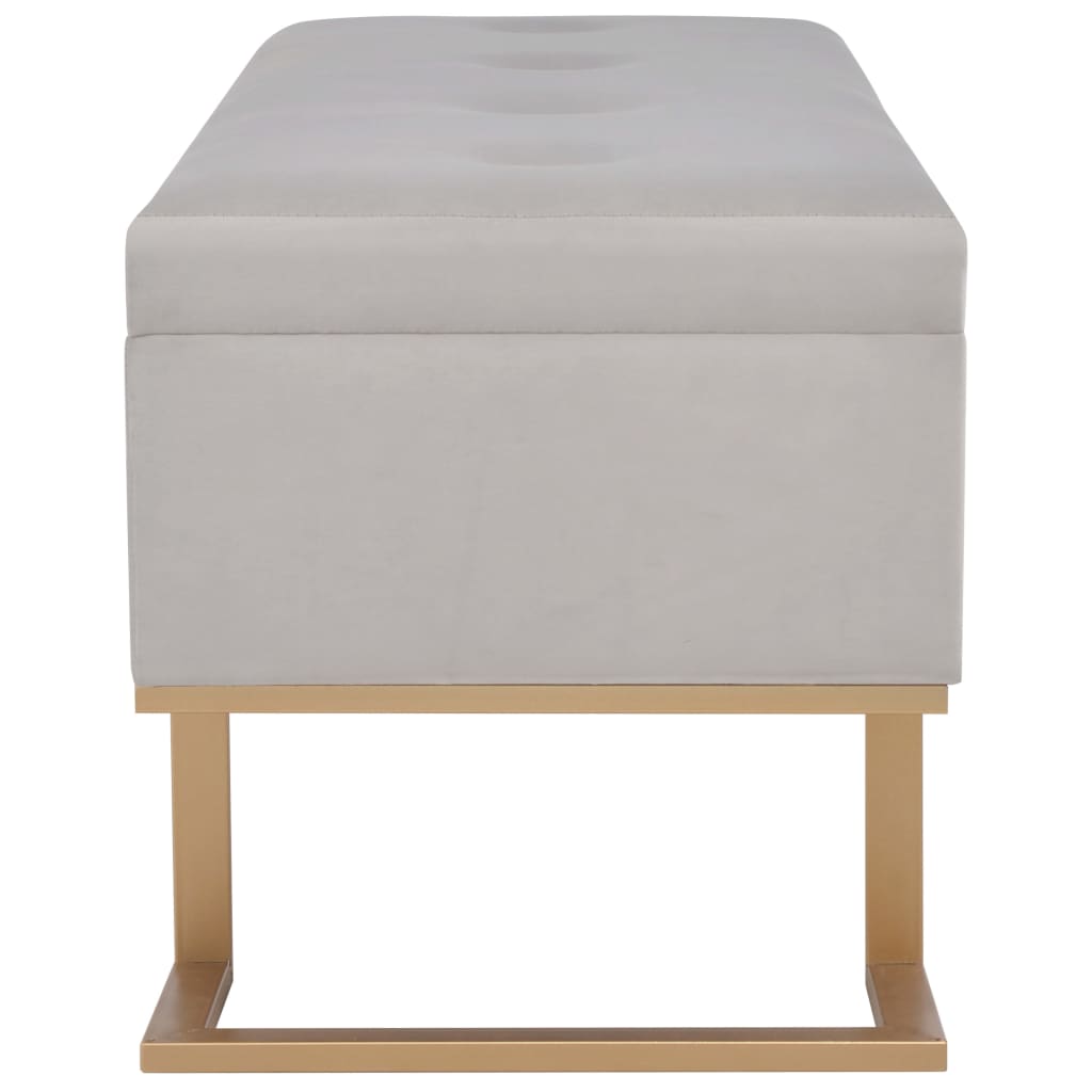 Bench with storage compartment, grey, 105cm, velvet