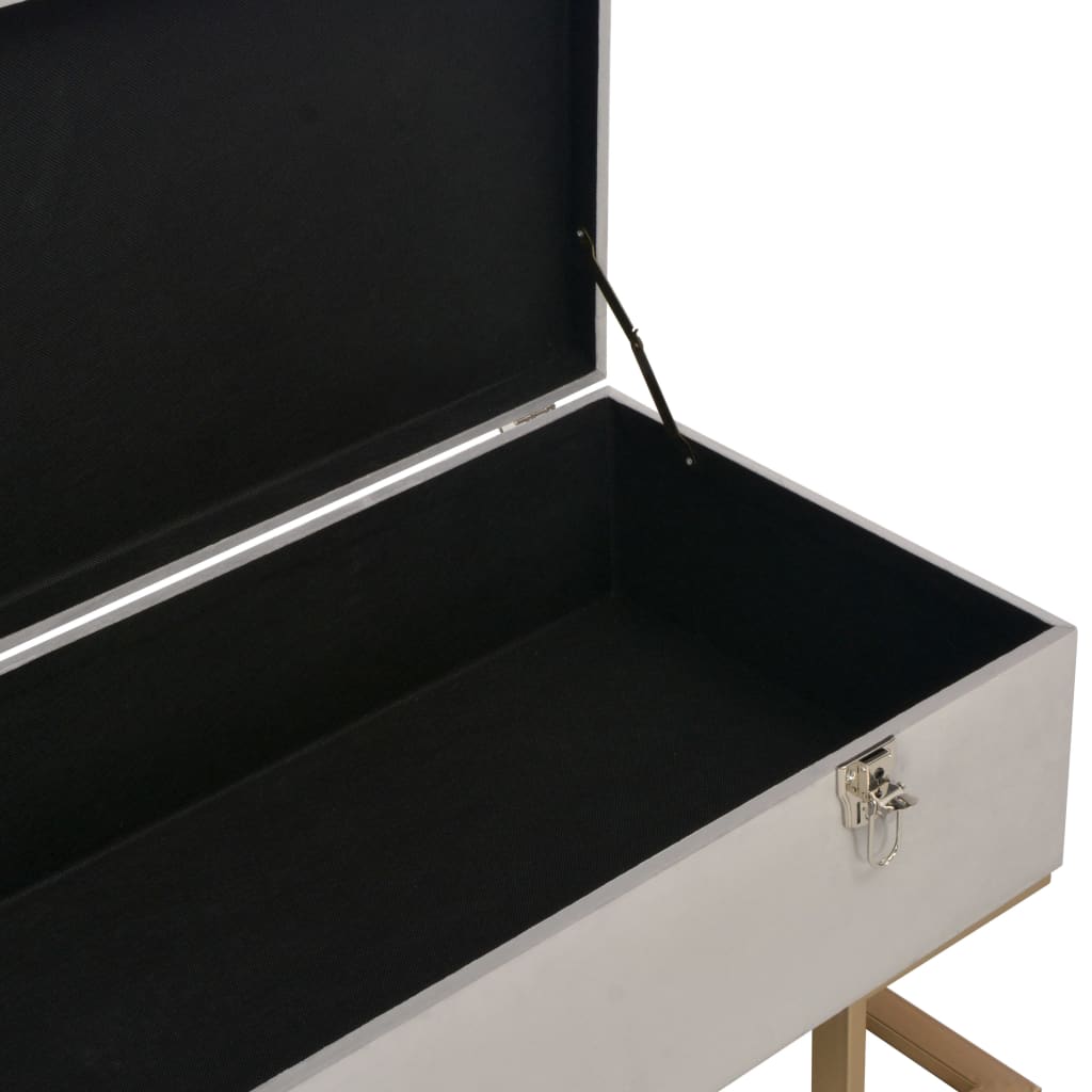 Bench with storage compartment, grey, 105cm, velvet