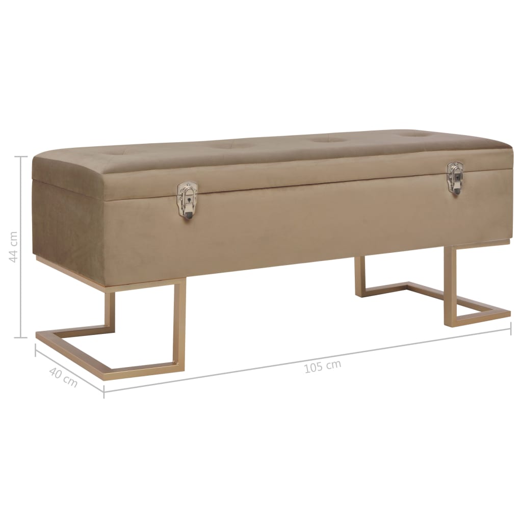Soliņš ar mantu glabāšanas nodalījumu, smilšu krāsa, 105 cm, samts