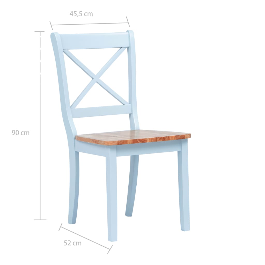 Dining chairs, 2 pcs., grey/light wood, rubberwood