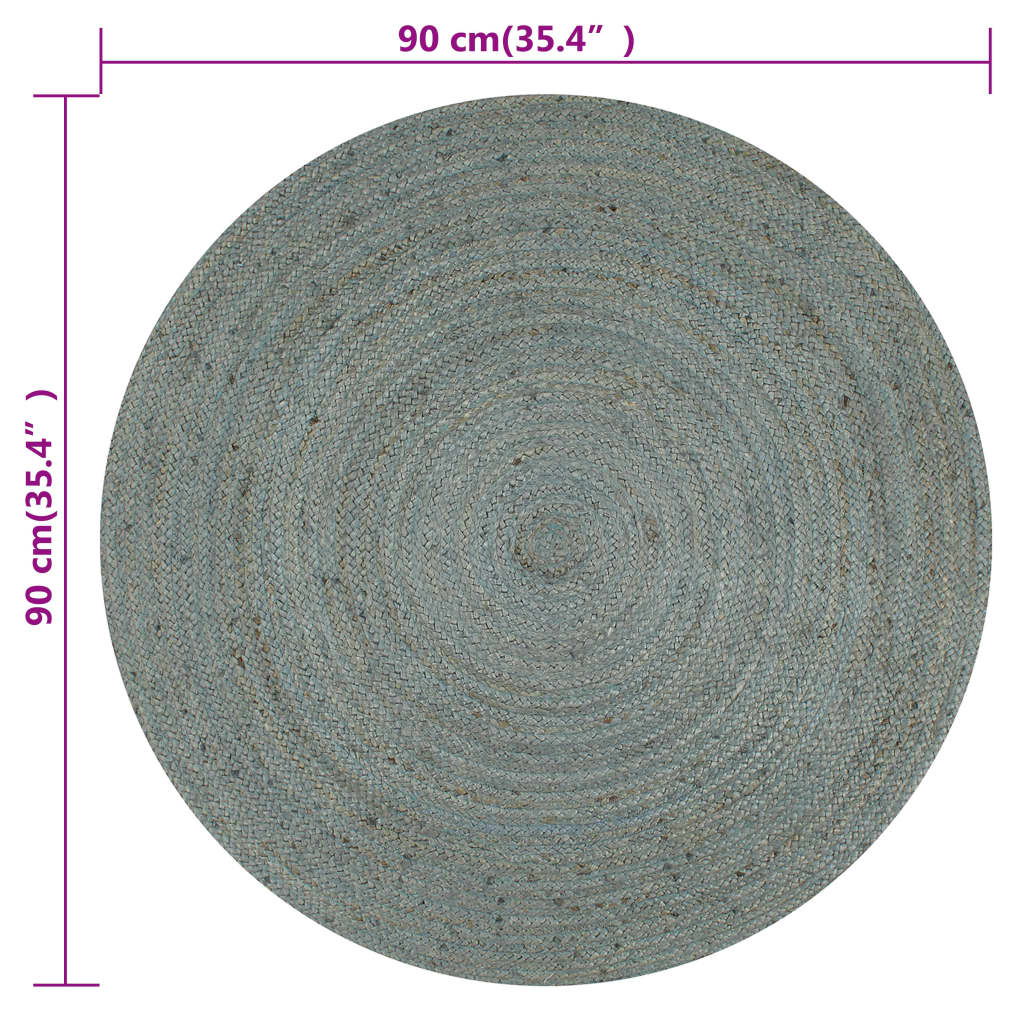 Rug, olive green, 90cm, jute, round, handmade