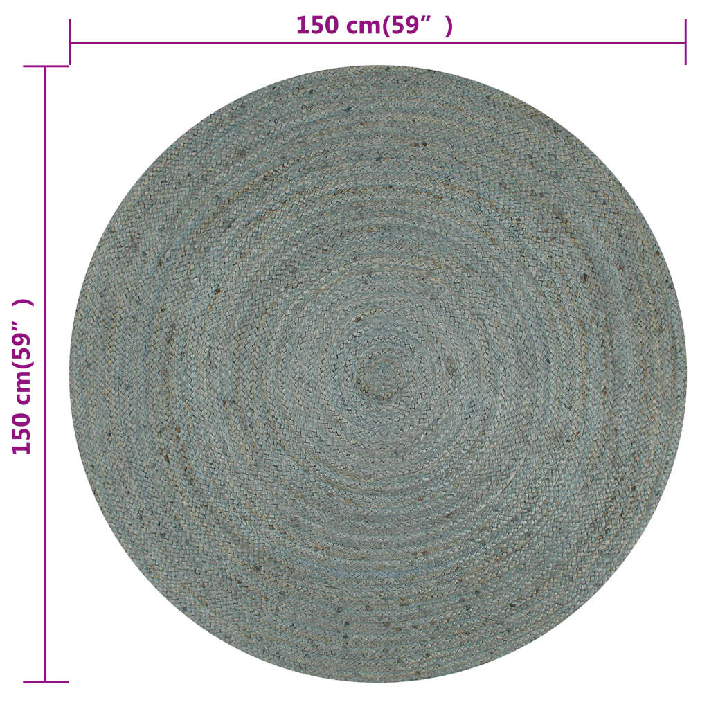 Paklājs, olīvzaļš, 150cm, džuts, apaļš, roku darbs