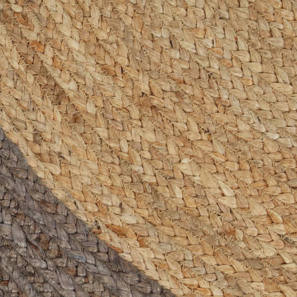 Rug, 120cm, jute, handmade, with a grey border