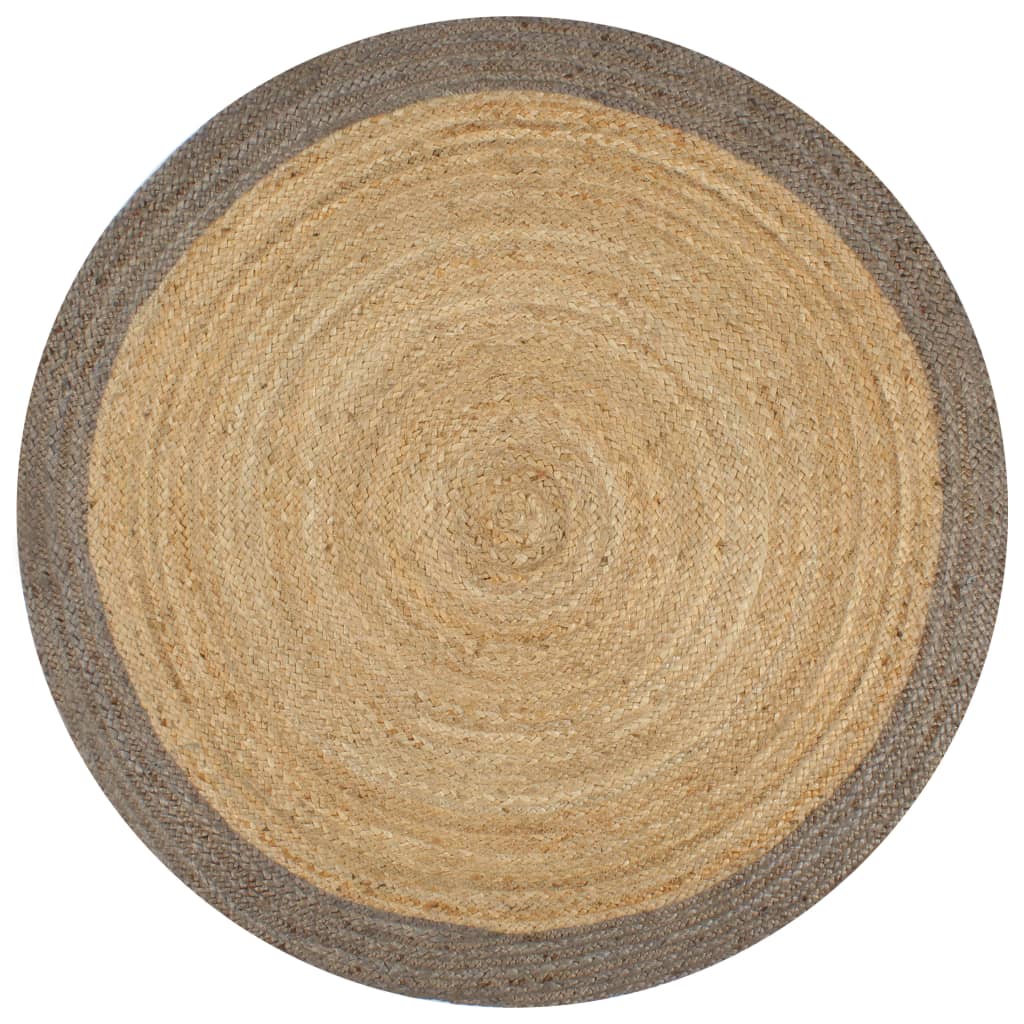 Rug, 150cm, jute, handmade, with grey border