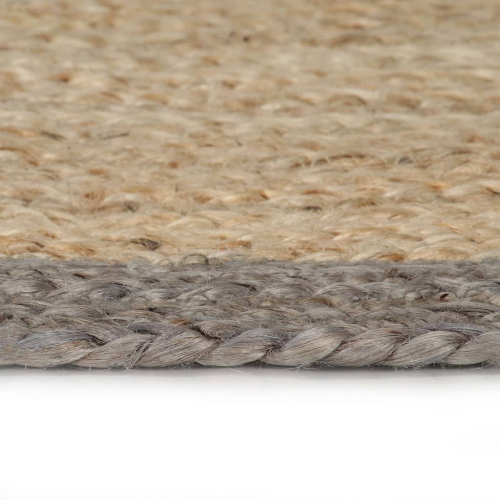 Rug, 150cm, jute, handmade, with grey border