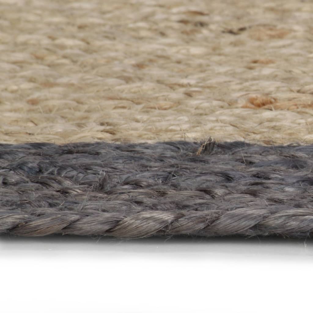 Rug, 90cm, jute, handmade, with dark grey border