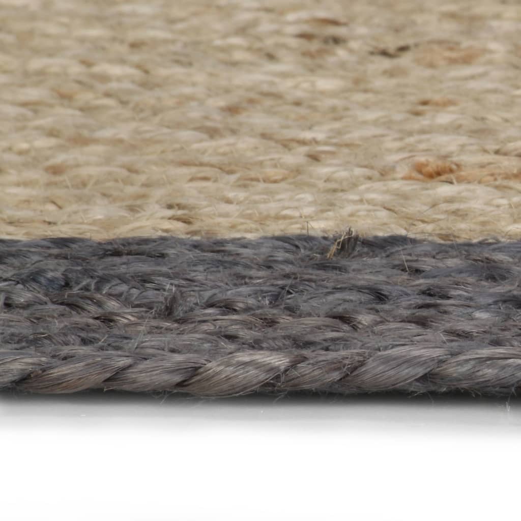 Rug, 120cm, jute, handmade, with dark grey border