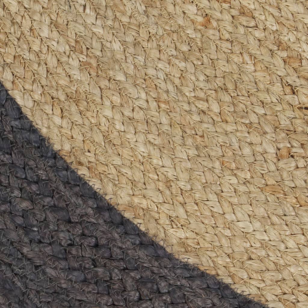 Rug, 120cm, jute, handmade, with dark grey border