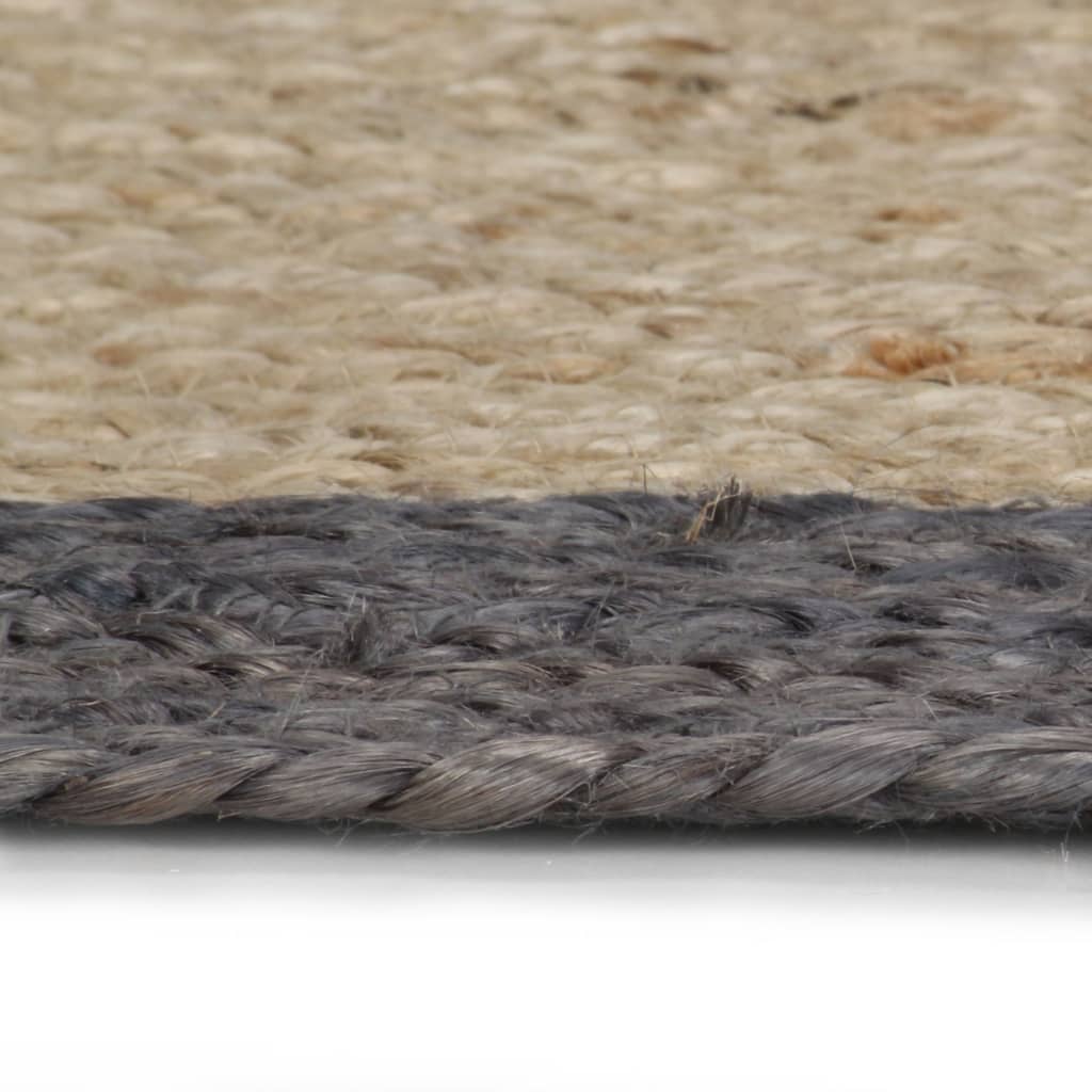 Rug, 150cm, jute, handmade, with dark grey border