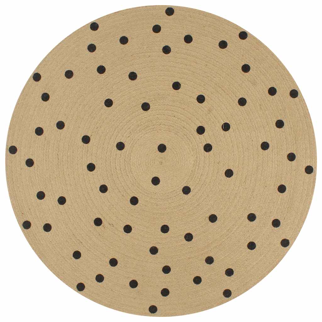 Rug, 90cm, jute, handmade, with dots