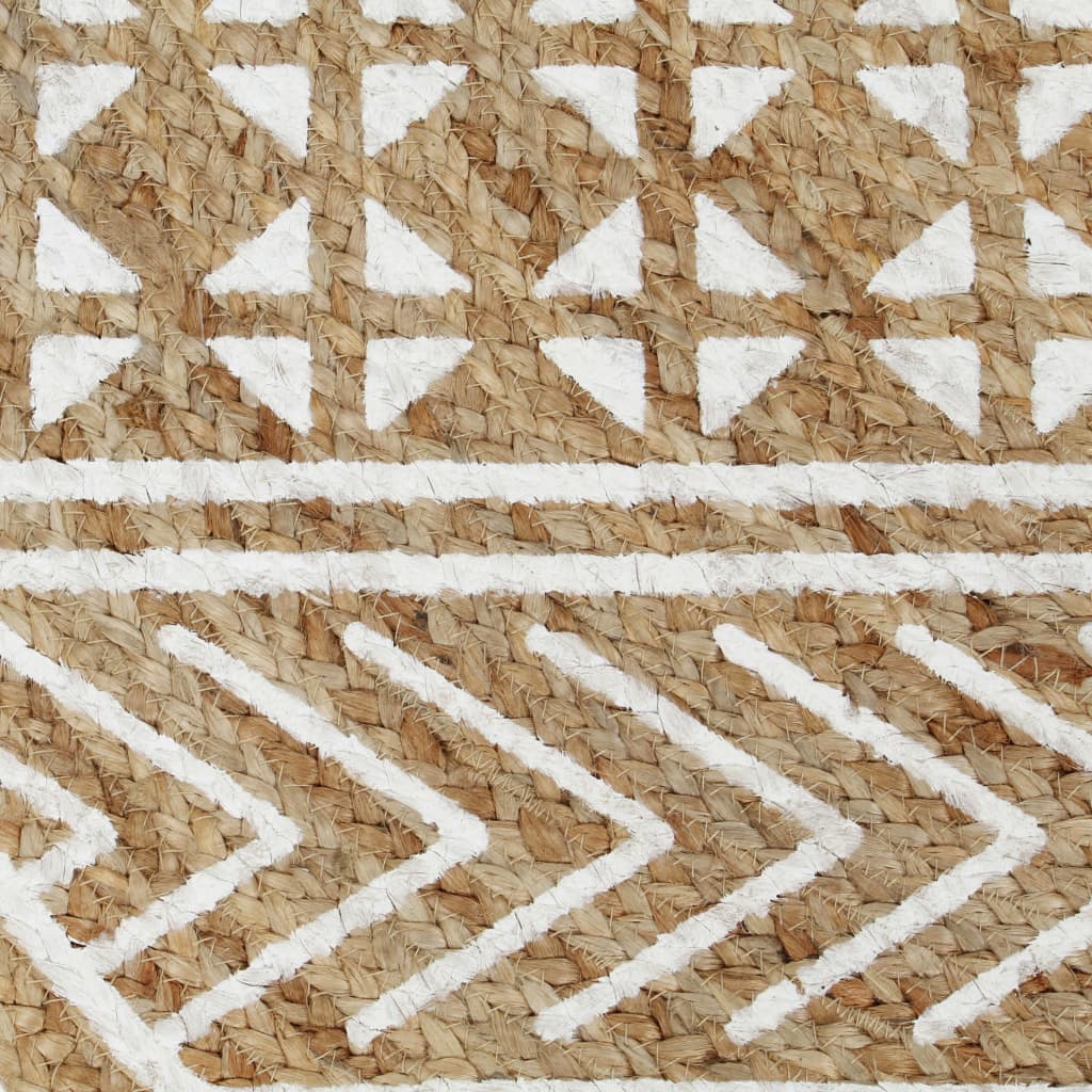 Paklājs, 150 cm, džuta, roku darbs, ar baltas krāsas rakstu