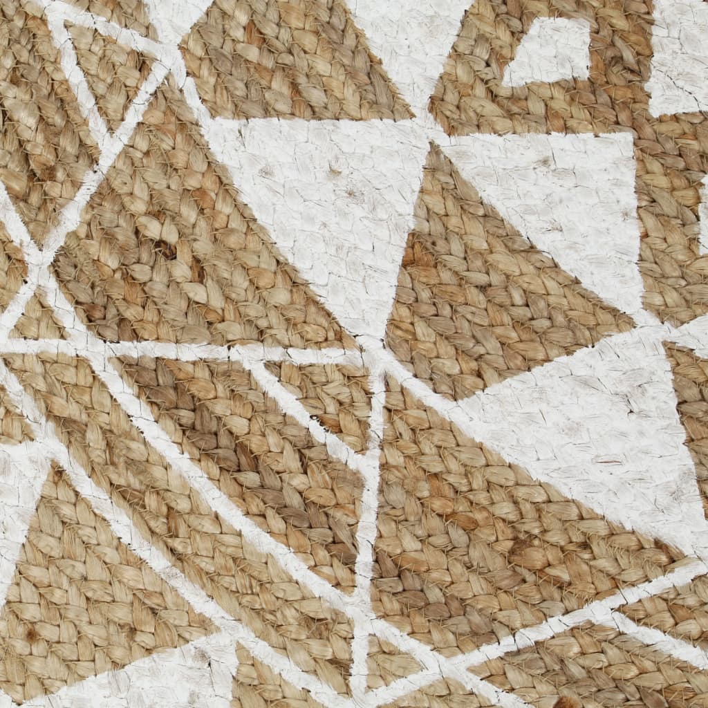 Rug, 90cm, jute, handmade, with white pattern
