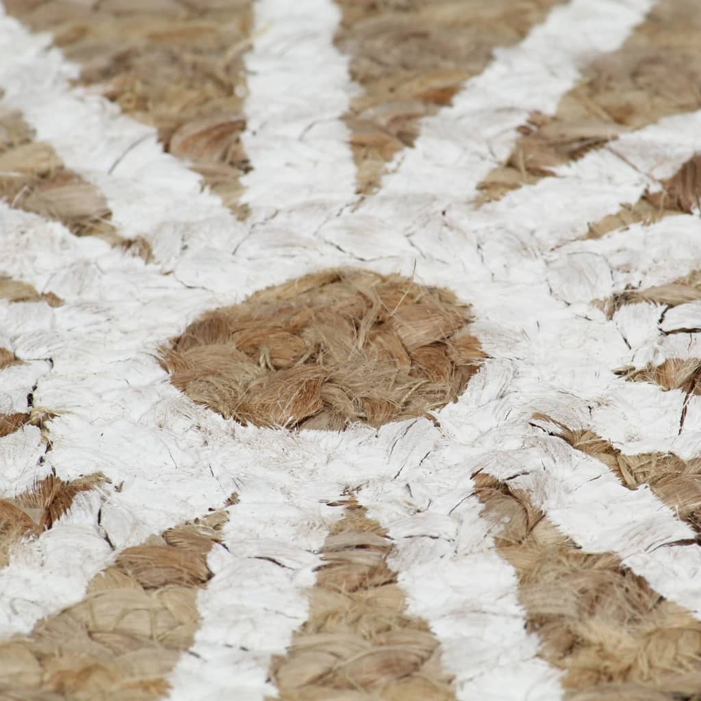 Rug, 90cm, jute, handmade, with white pattern