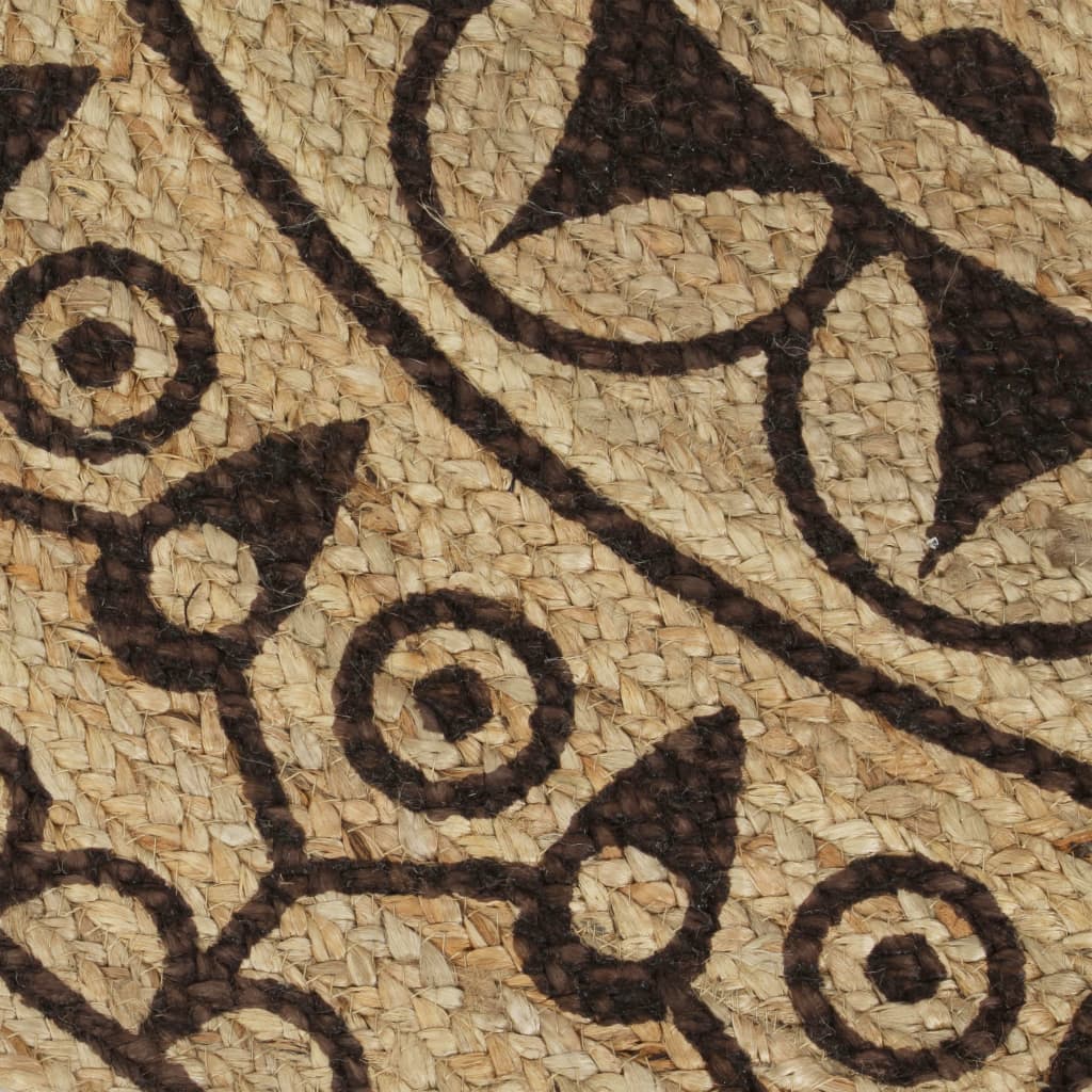 Rug, 150cm, jute, handmade, with a dark brown pattern