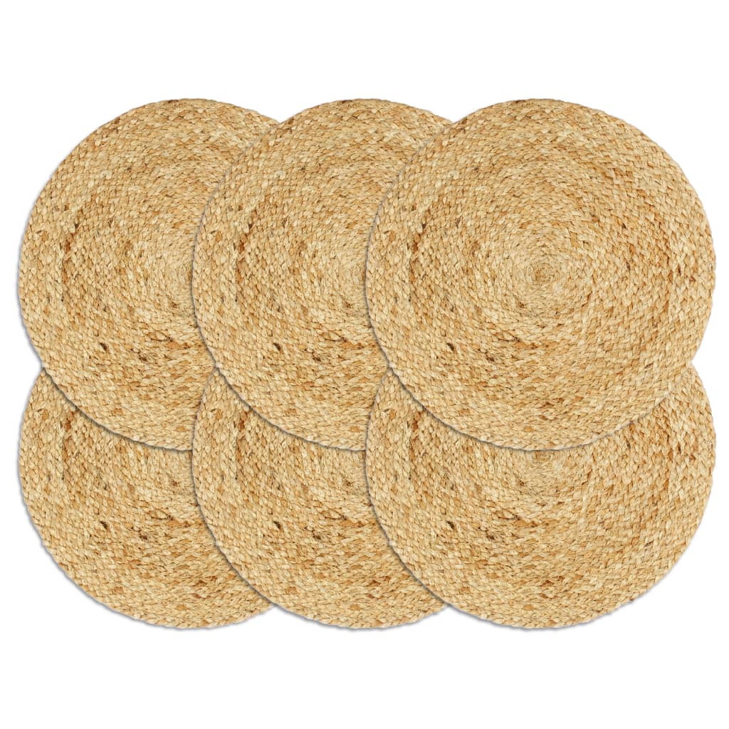 Galda paliktņi, 6 gab., dab. kr., 38cm, džuts, apaļi