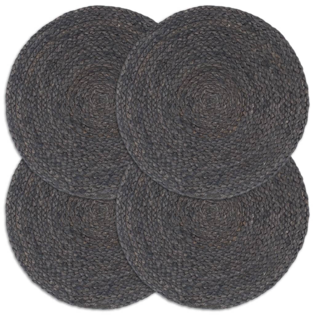 Placemats, 4 pcs, dark gray, 38cm, jute