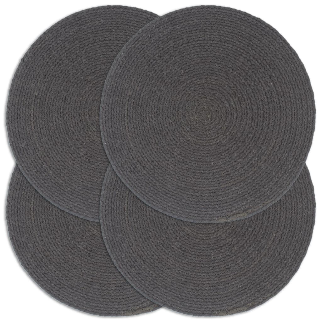 Placemats, 4 pcs, dark gray, 38cm, cotton