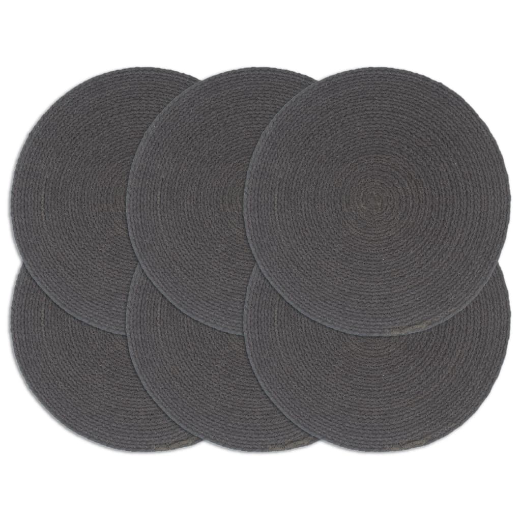 Placemats, 6 pcs, dark grey, 38cm, cotton