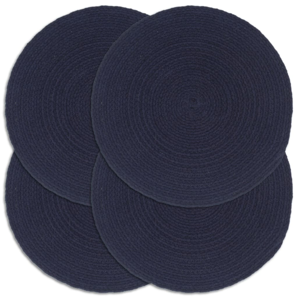 Placemats, 4 pcs, dark blue, 38cm, jute, round