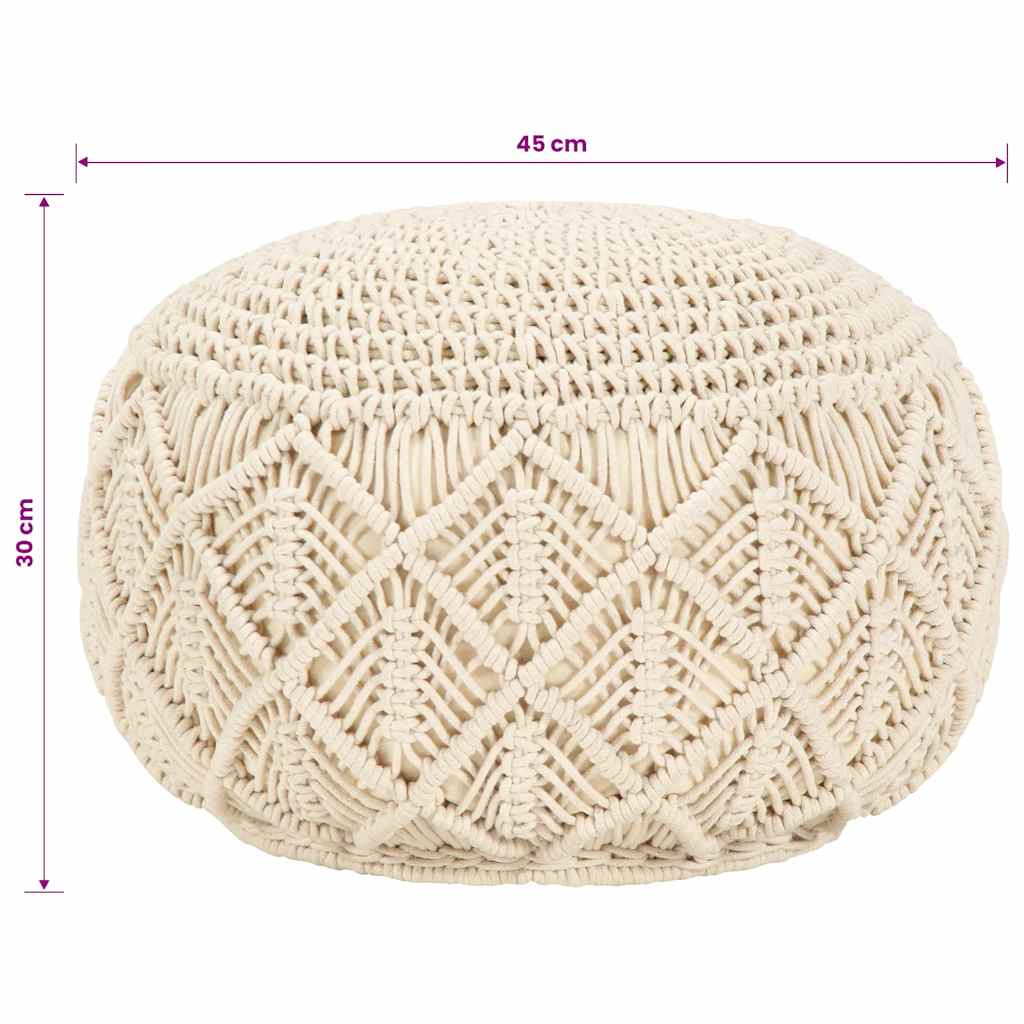 Pouf, 45x30cm, cotton, macrame, handmade