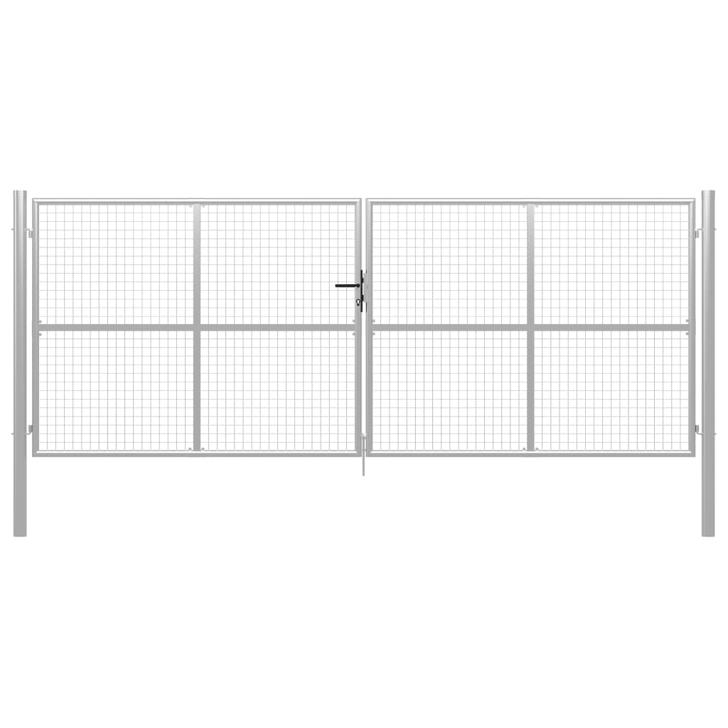 Garden gates, galvanized steel, 415x150cm, silver