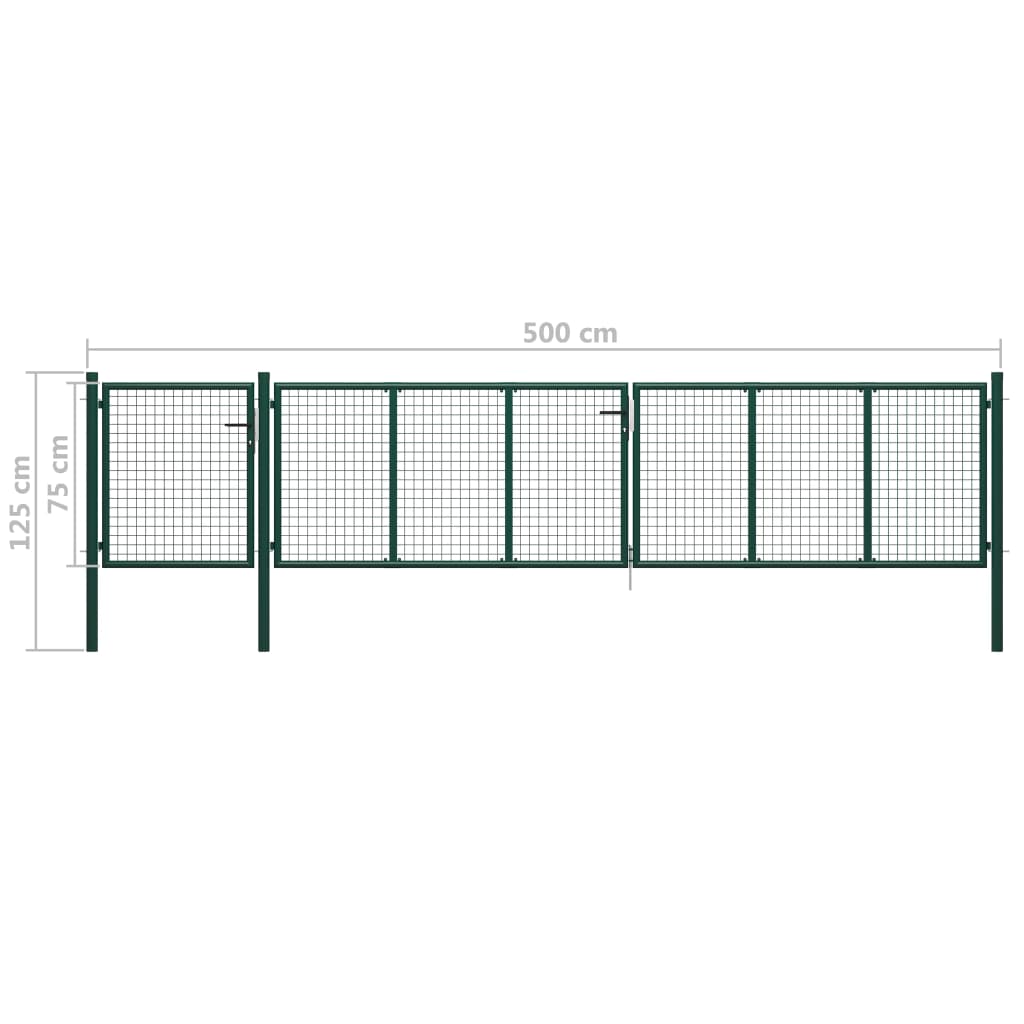Garden gate, green, 500x75cm, steel