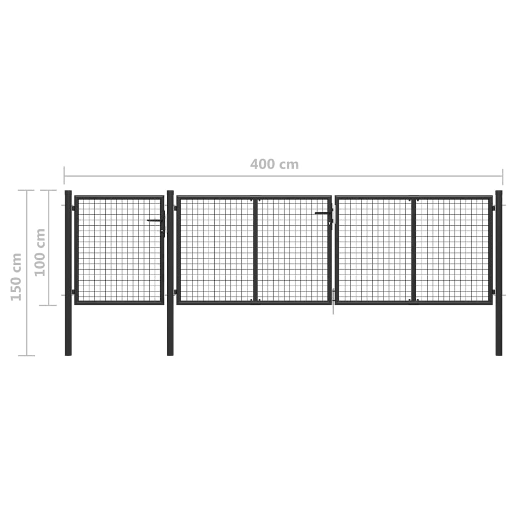Sodo vartai, antracito spalvos, 400x100cm, plienas