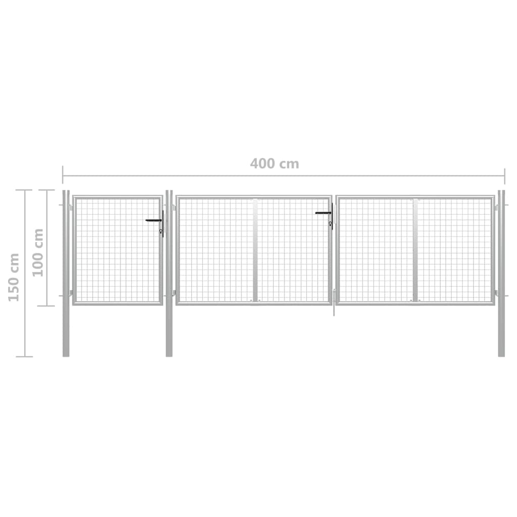 Sodo vartai, sidabrinės spalvos, 400x100cm, plienas