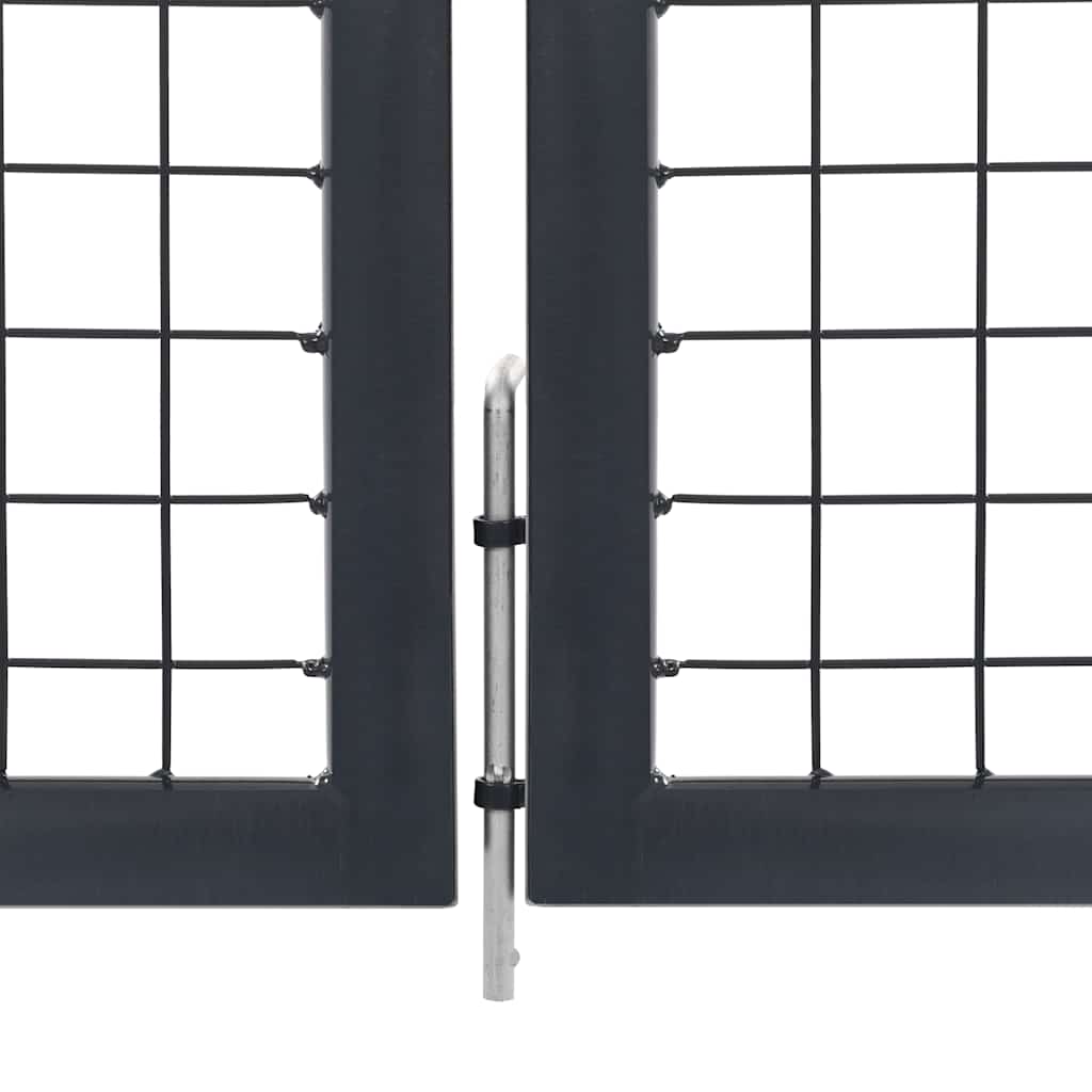 Garden gate with posts, steel, 350x100 cm, anthracite