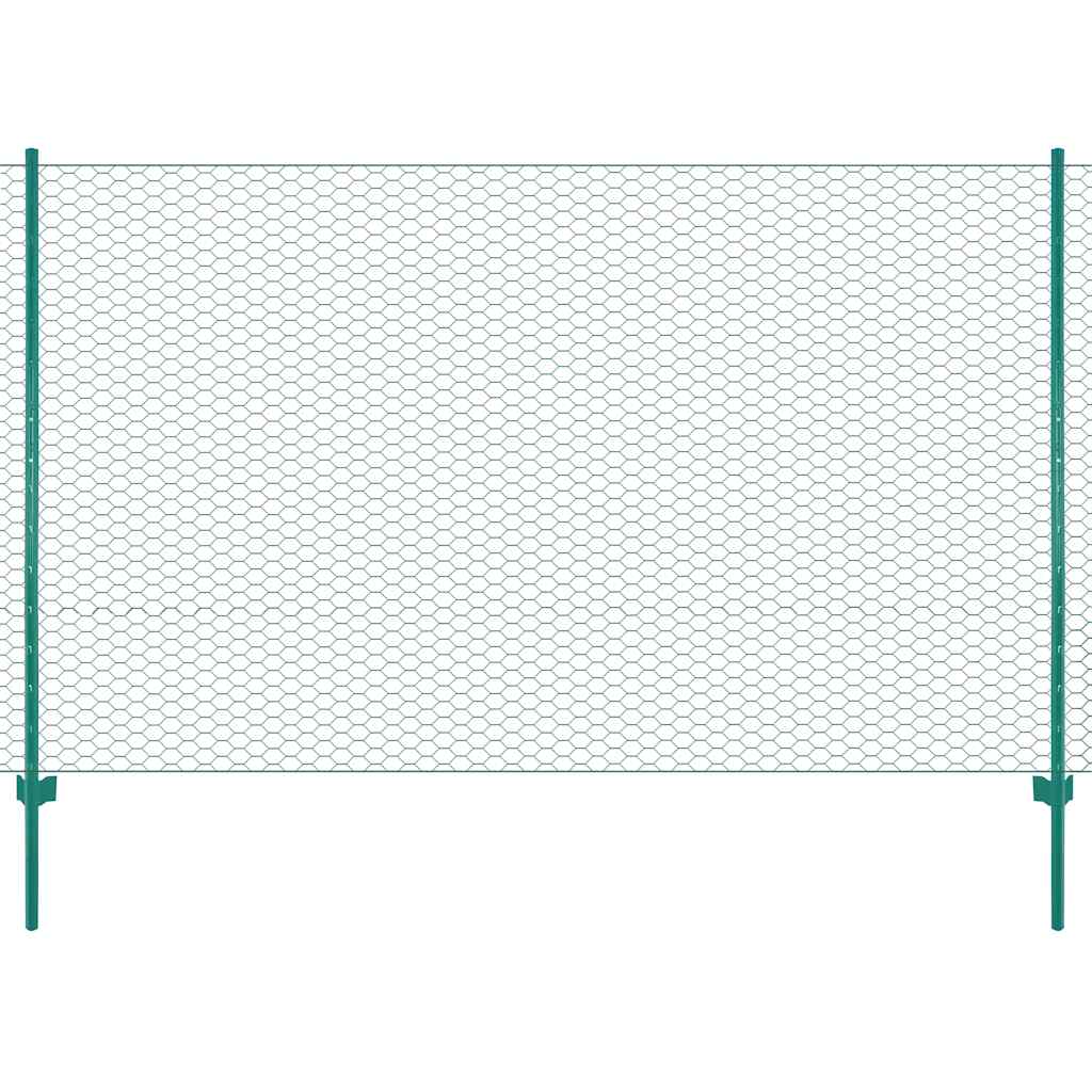 Tinklinė tvora iš vielos su stulpais, žalios sp., 25x1,5 m