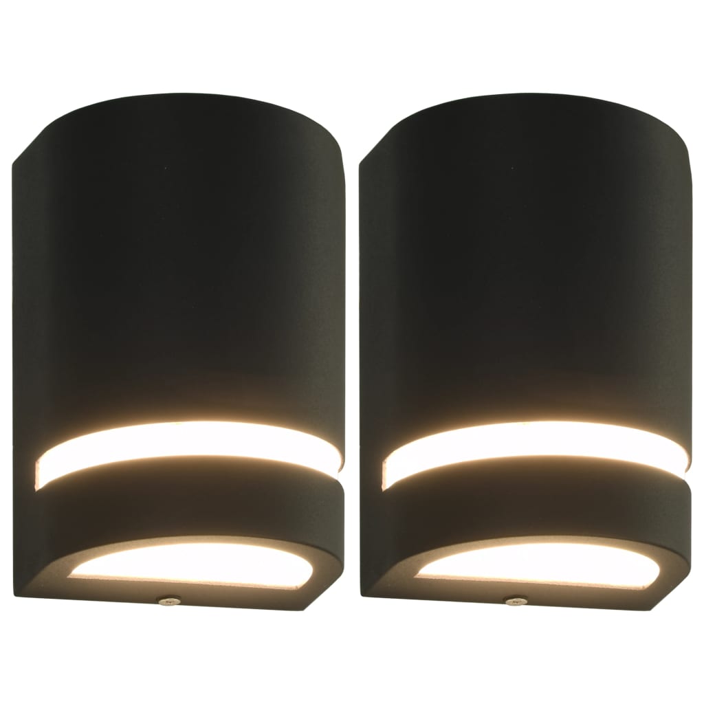 Outdoor wall lights, 2 pcs., black, 35 W, semi-round.