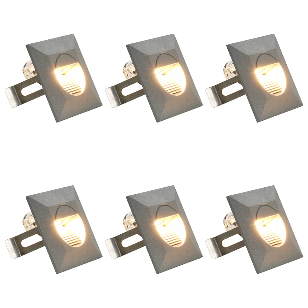 Sieniniai lauko LED šviestuvai, 6vnt., sidabriniai, 2W