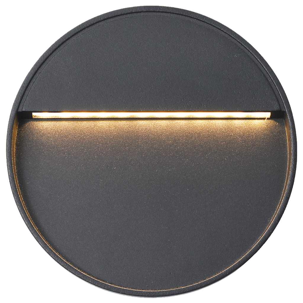 Sienas LED āra lampas, 2 gab., melnas, 3W, apaļas