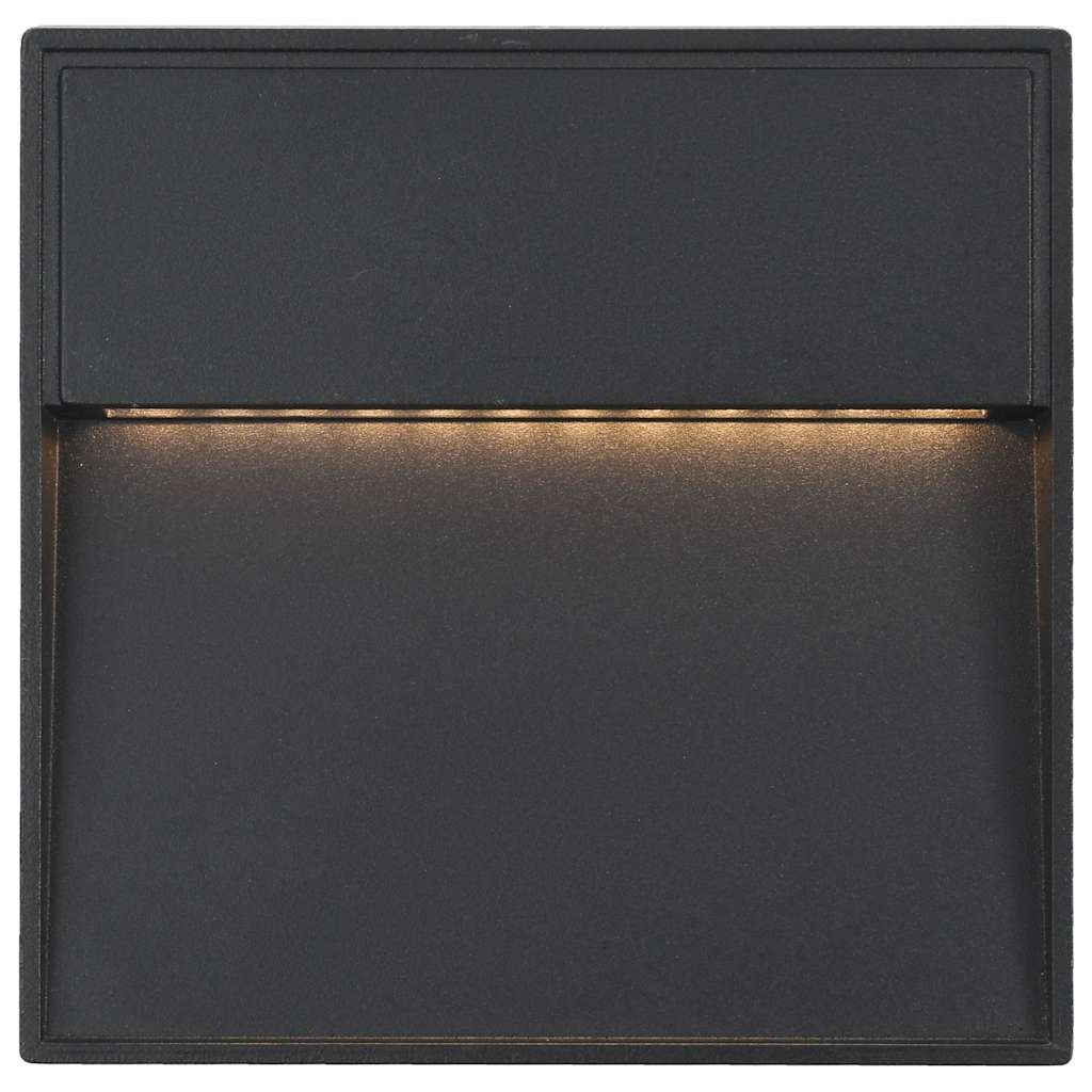 LED āra sienas gaismekļi, 2gab., melni, 3W, kvadrātveida