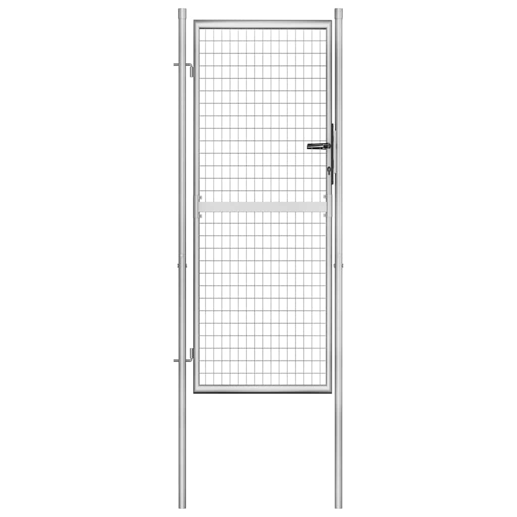Garden gate, galvanised steel, 100x200 cm, silver