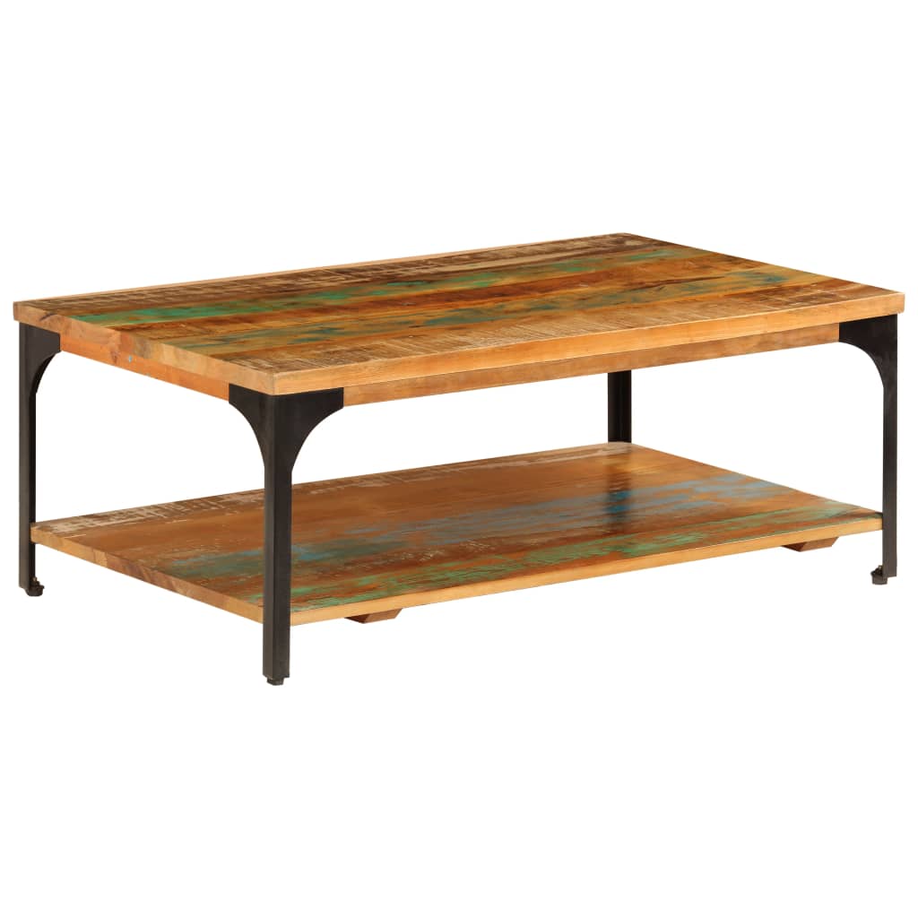 Coffee table with shelf, 100x60x35cm, solid reclaimed wood
