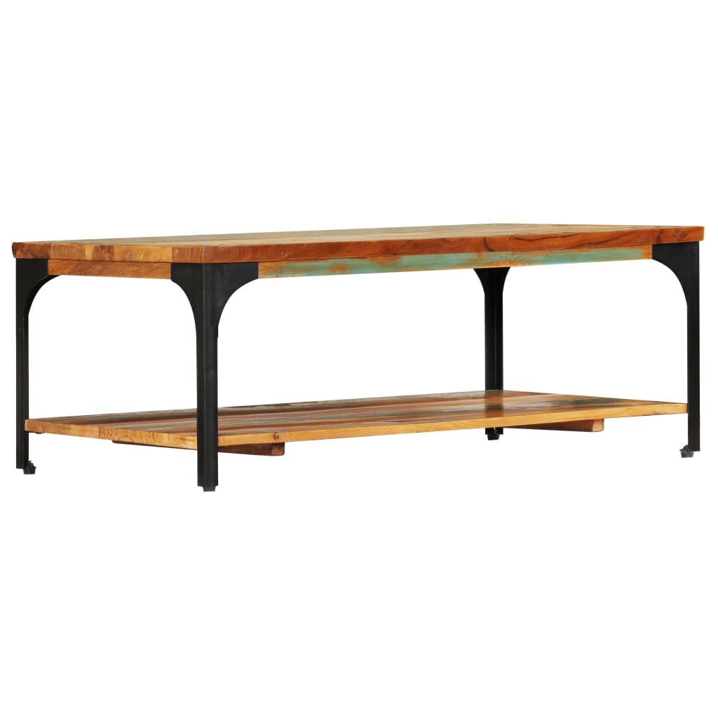 Coffee table with shelf, 100x60x35cm, solid reclaimed wood