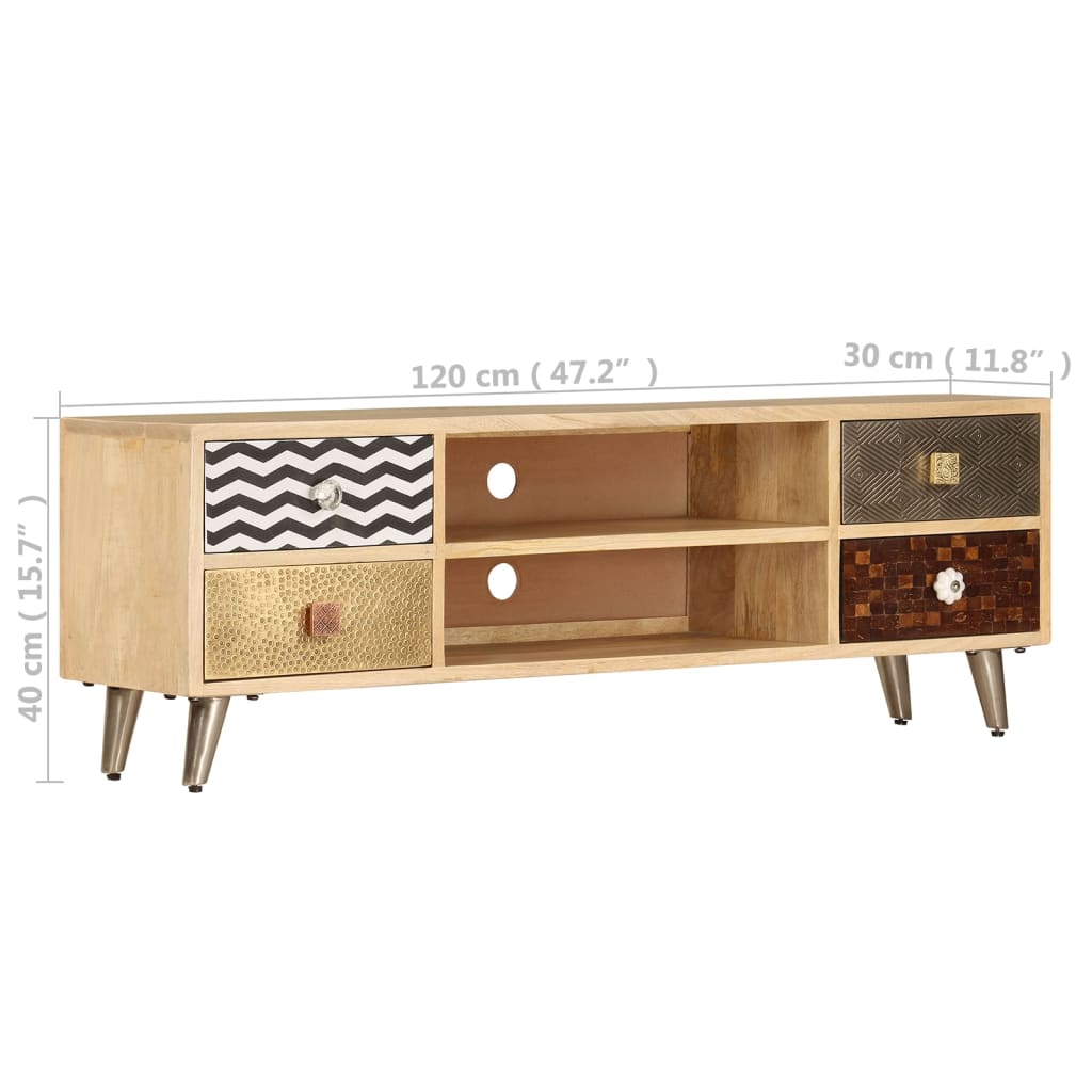 TV cabinet, 120x30x40cm, solid mango wood