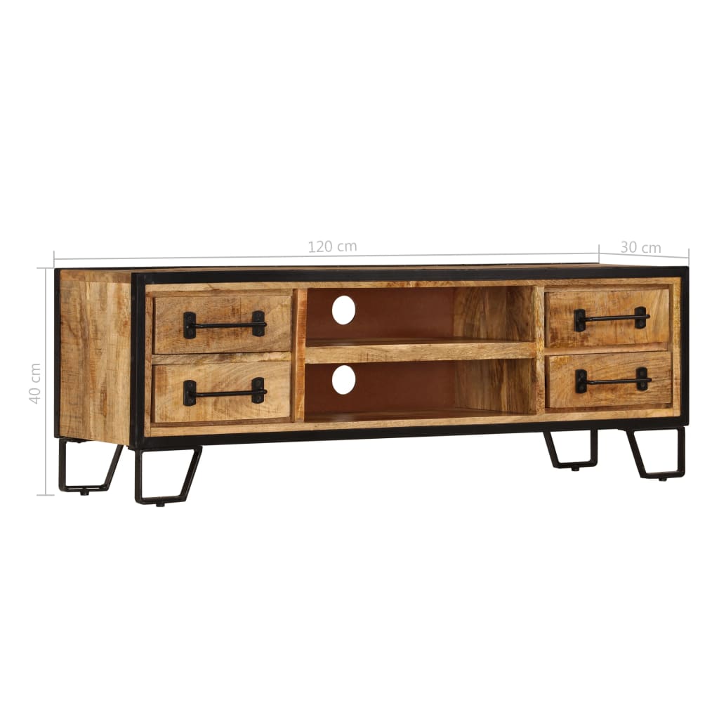 TV cabinet with drawers, 120x30x40cm, solid mango wood