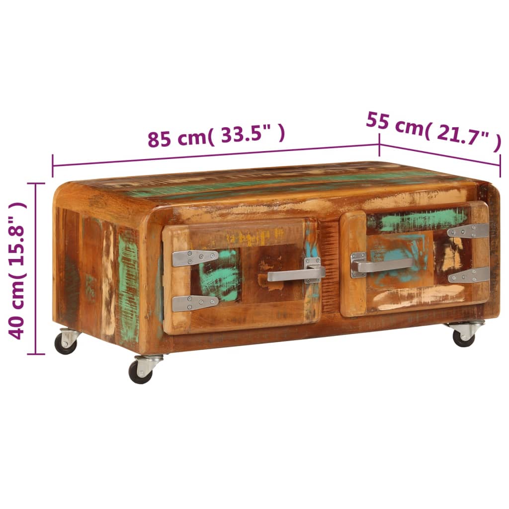 Coffee table, 85x55x40cm, solid reclaimed wood