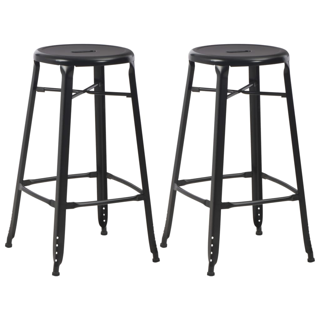 Bar Stools, 2 pcs., black, steel